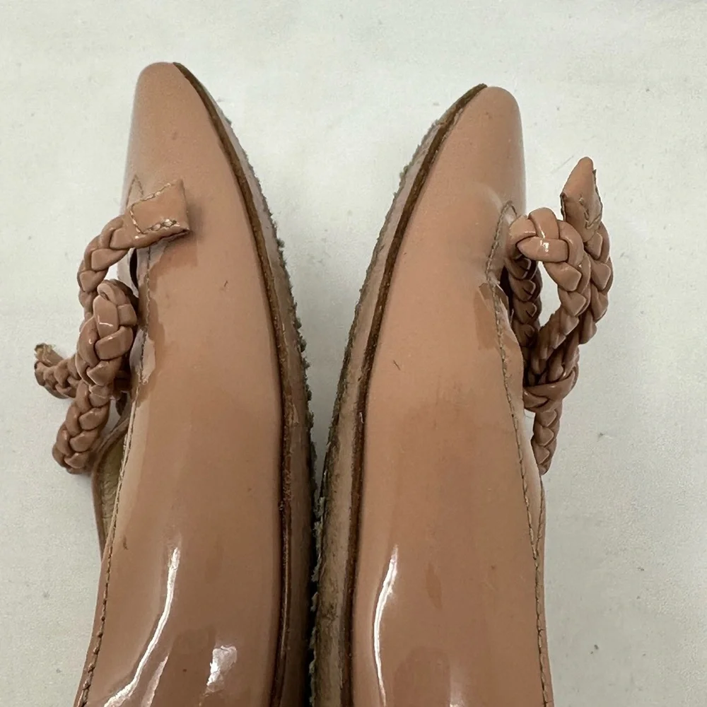 Prada Rose Patent Leather Braided Bow Kitten Heels Size 37 - Picture 11 of 13